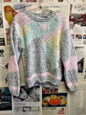 80’s 90’s Helium Women's Color Block Acrylic Sweater Size Medium